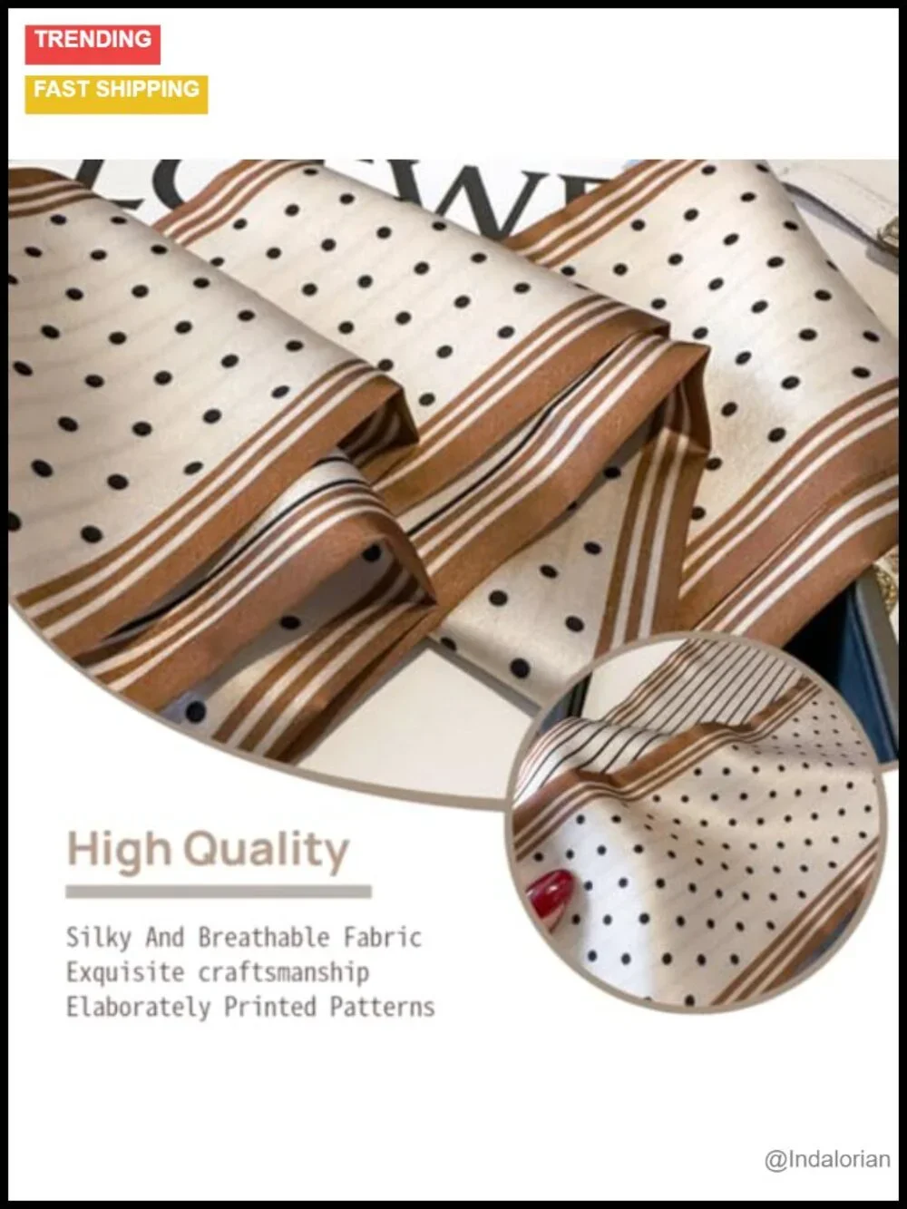 Silky Satin Fashion Scarf Multi-purpose Head Scarf Handbag Scarf